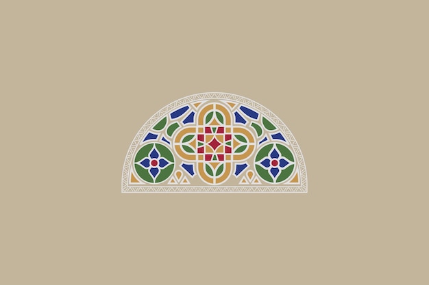 Vector traditional yemen colored glass qamariah