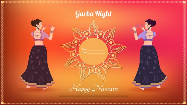 Ragazza vestita tradizionalmente vettore creativo banner dandiya vettore happy navratri