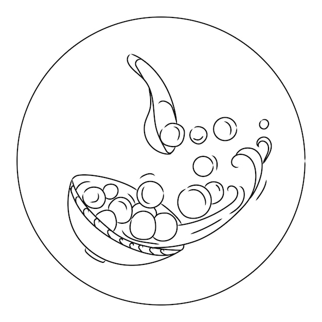 Traditioneel Aziatisch eten hete zoete tangyuan soep vector lijn kunst illustratie Kleverige rijstballen