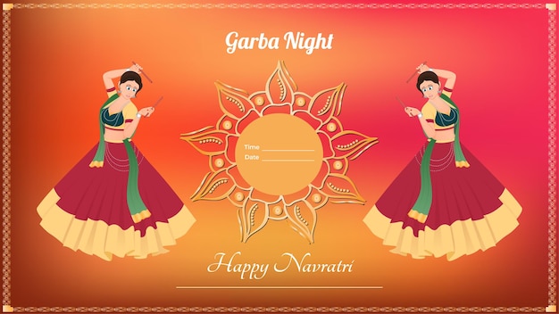 Traditioneel gekleed meisje vector creatieve dandiya banner vector Happy Navratri