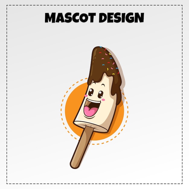 Traditioneel indonesisch eten logo ijs kulkul banaan mascotte illustratie vector ontwerp