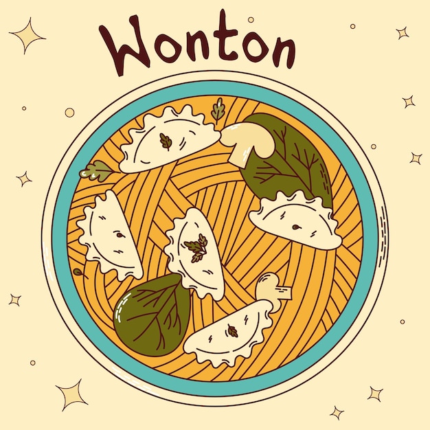 Traditioneel Japans eten Aziatische Wonton Vector illistration