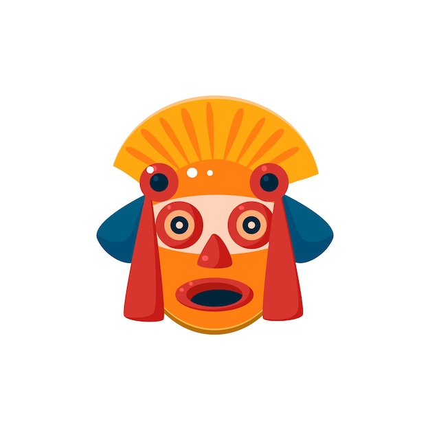 Traditioneel Maya-masker geïsoleerd platte vector leuke illustratie op witte achtergrond