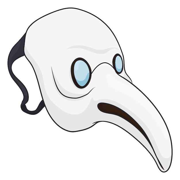 Vector traditioneel plague doctor masker met touw in cartoon stijl