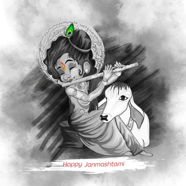 Traditioneel posterontwerp voor hindoefestival Shree Krishna Janmashtami