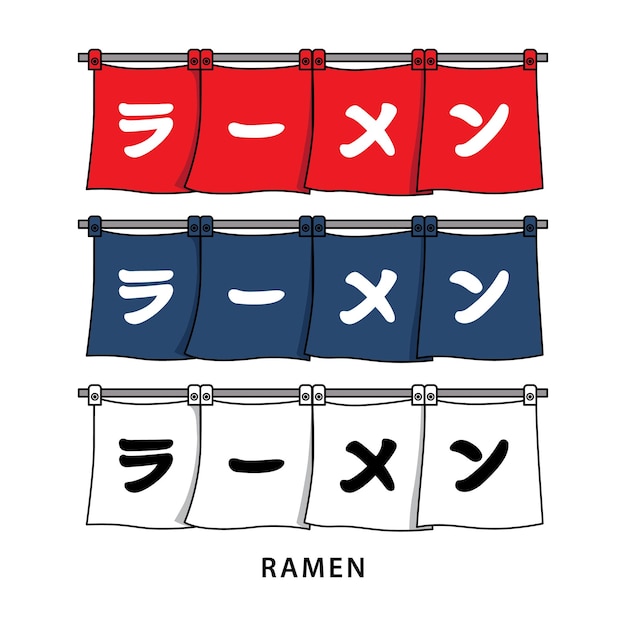 Vector traditionele horizontale banner ingang gordijn japanse ramen karretje huis winkel vector stijl