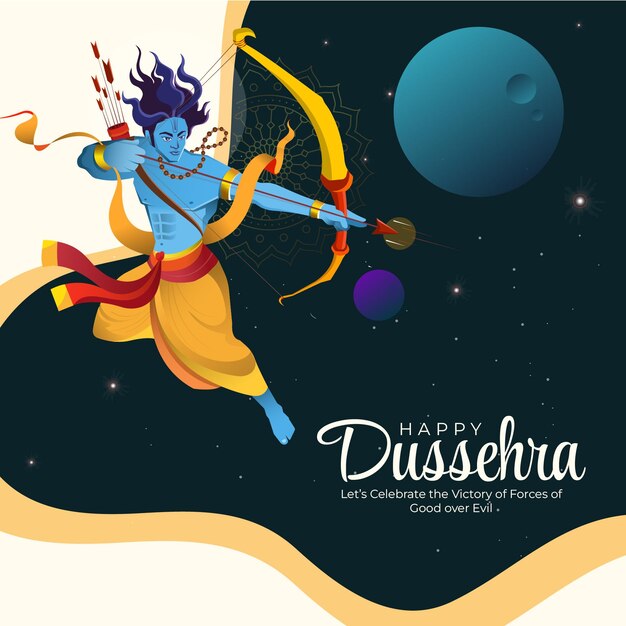 Traditionele Indiase festival happy Dussehra banner ontwerpsjabloon