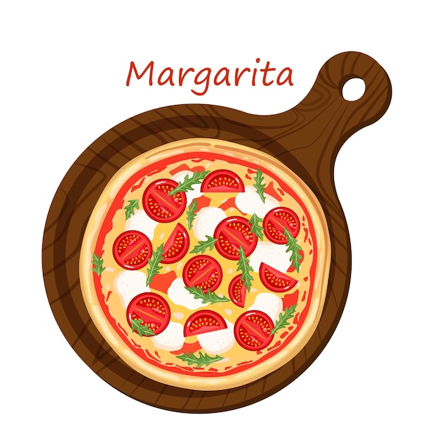 Vector traditionele italiaanse pizza margherita met mozzarella kaas tomaten tomaat