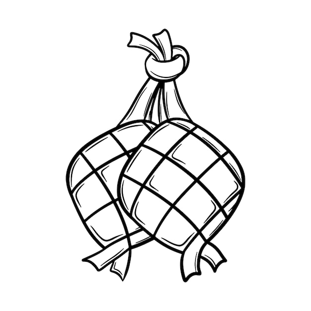 Traditionele ketupat hand getrokken doodle illustratie