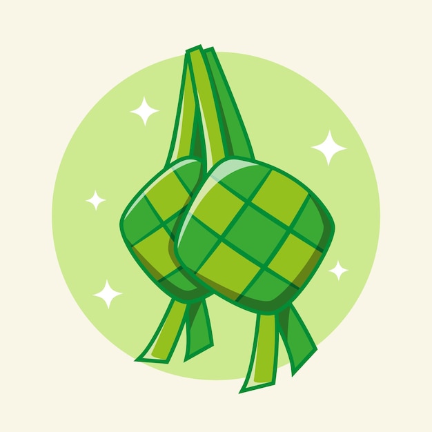 Vector traditionele ketupat-samenstelling voor eid al fitr