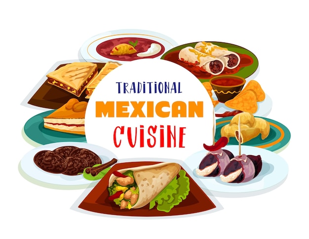 Vector traditionele mexicaanse keuken mexico maaltijden menu