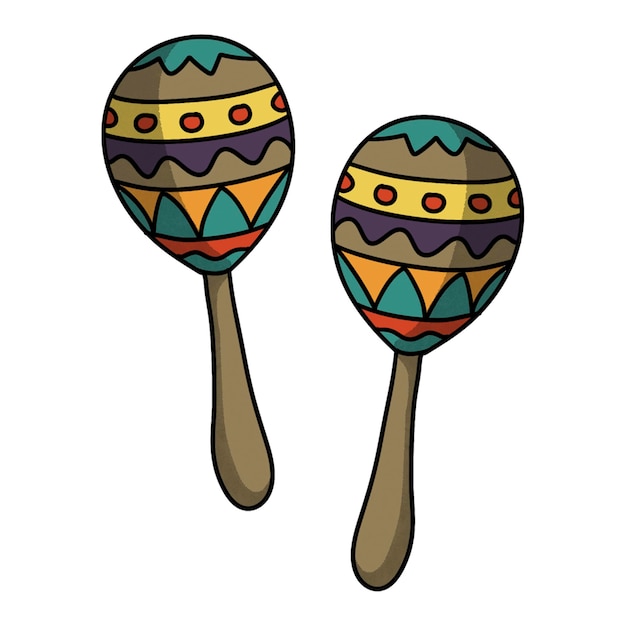 Vector traditionele mexicaanse maracas kleurrijke geïsoleerde elementen