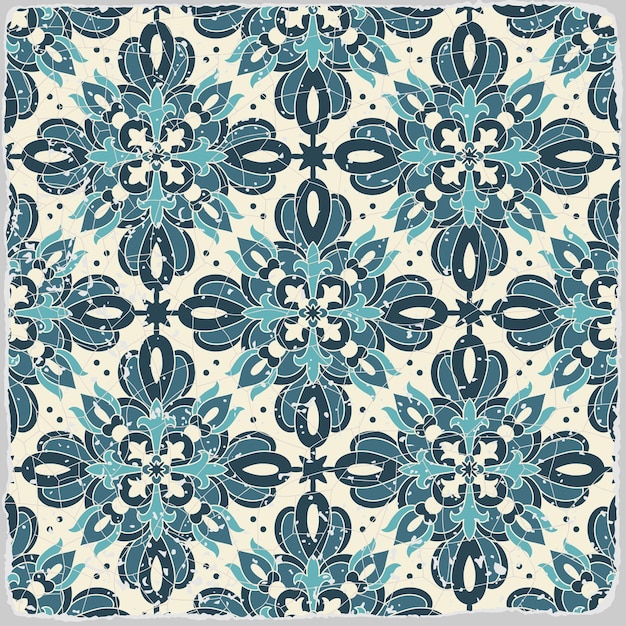 Vector traditionele sierlijke portugese tegels azulejos. vintage patroon voor textielontwerp. geometrisch mozaïek