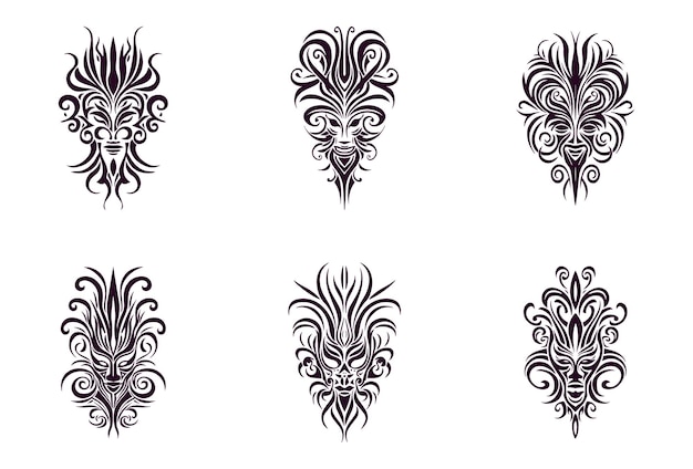 Traditionele tribale tatoeage gezichtsmotief traditionele etnische tatoeage vector