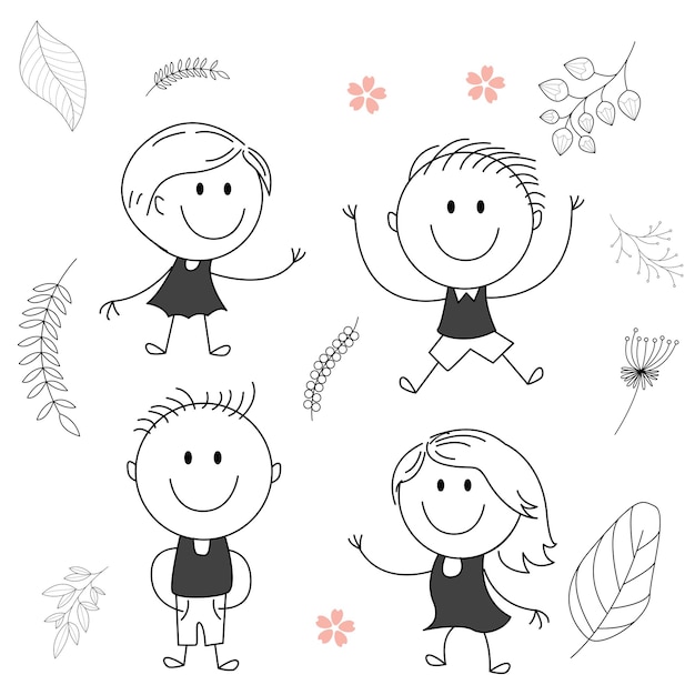 Traditionele vectorillustratie van een kind met een grote glimlach