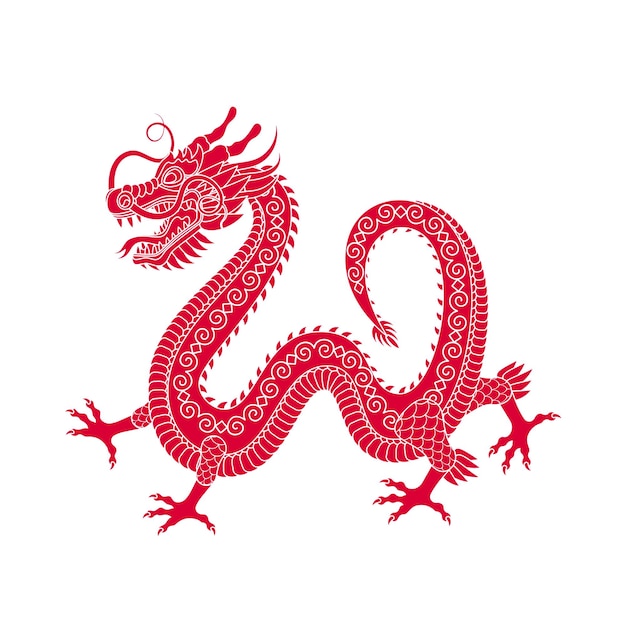 Traditionele witte rode chinese draak sterrenbeeld vectorillustratie