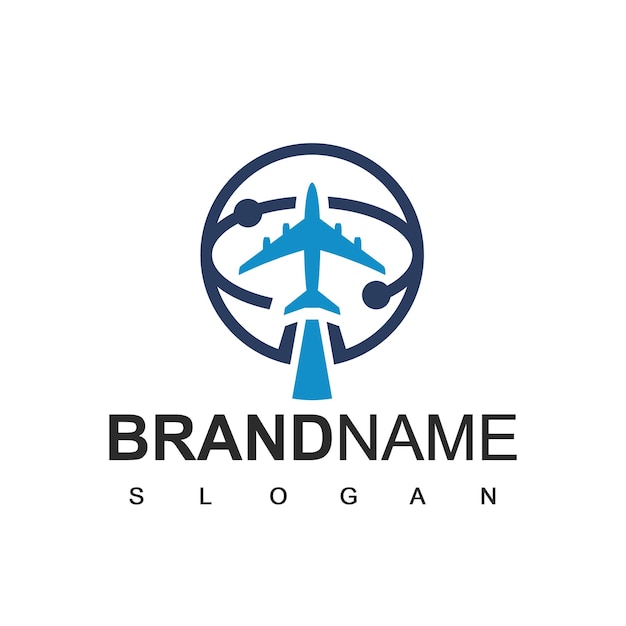 Trael Logo, Flying Airplane With Planet Symbol