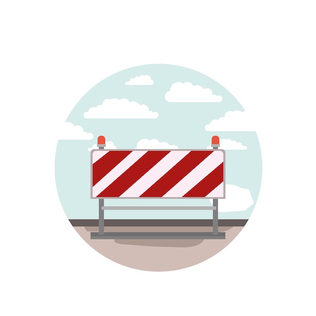 Vector traffic barrier of red and white stripes