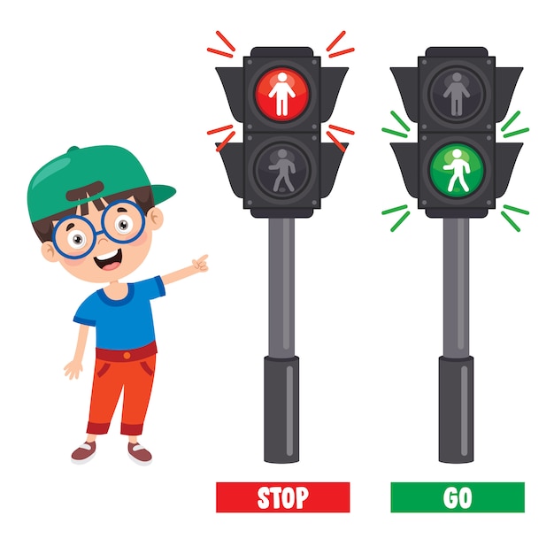 Traffic concept with funny characters