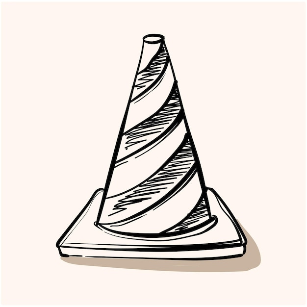 Vector traffic cone doodle vector icon