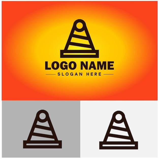 Traffic cone icon under construction safety barrier sign symbol vector logo