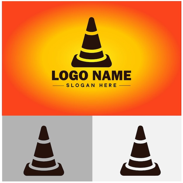 Vector traffic cone icon under construction safety barrier sign symbol vector logo