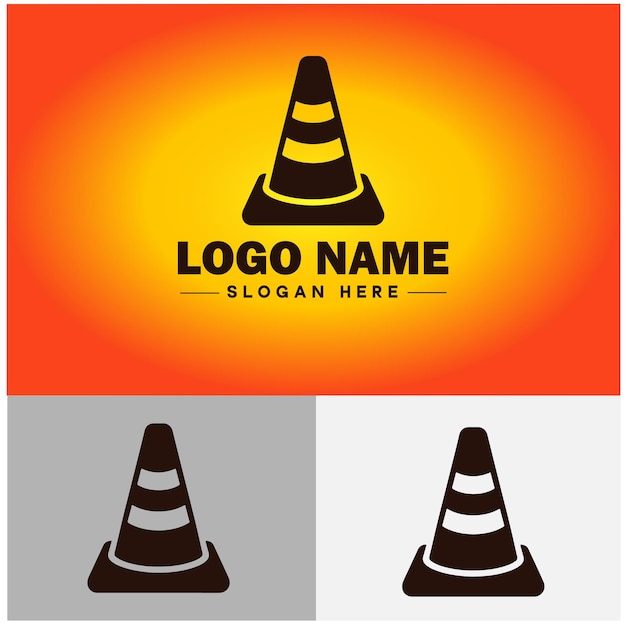 Traffic cone icon under construction safety barrier sign symbol vector logo