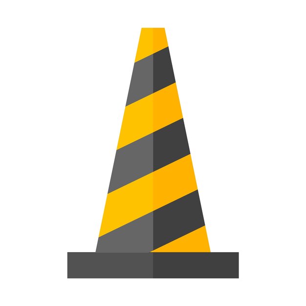 Vector traffic cone icon in flat color style