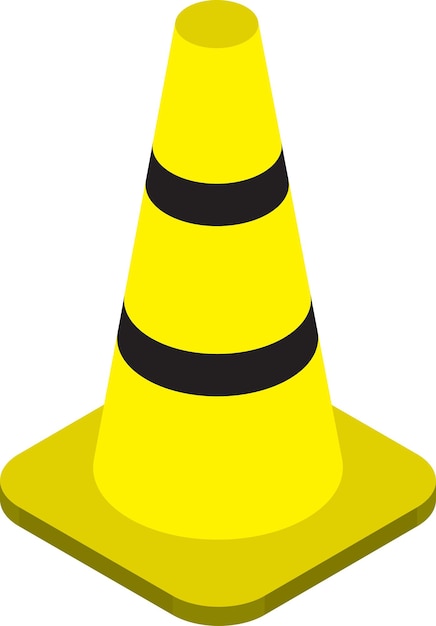 Traffic cone illustration in 3D isometric style