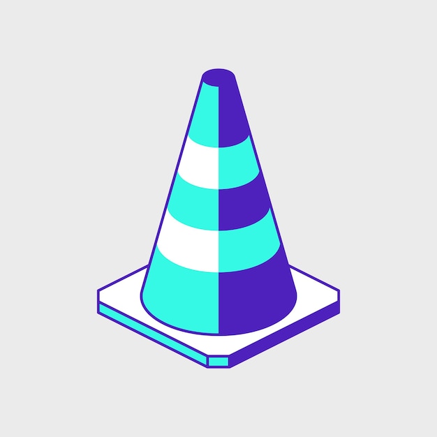 Vector traffic cone isometric vector icon illustration