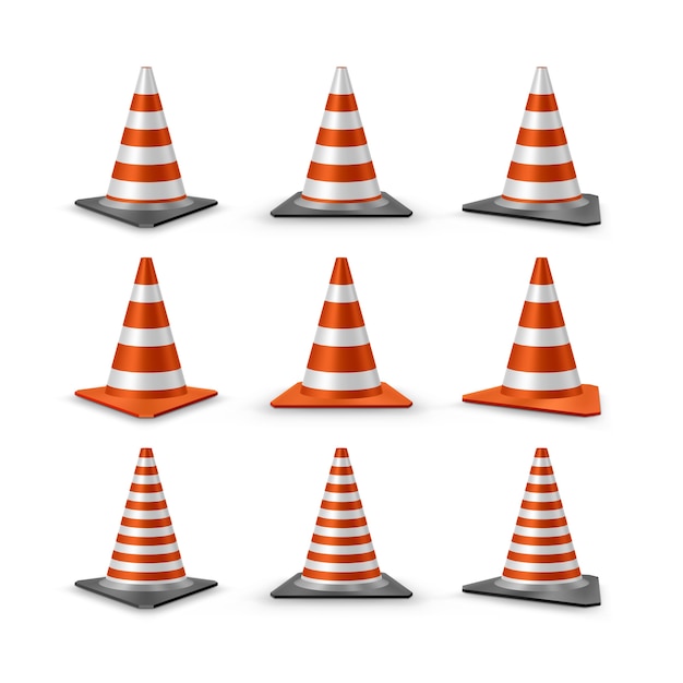 Vector traffic cones set