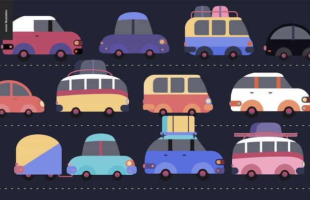 Vector traffic jam scene