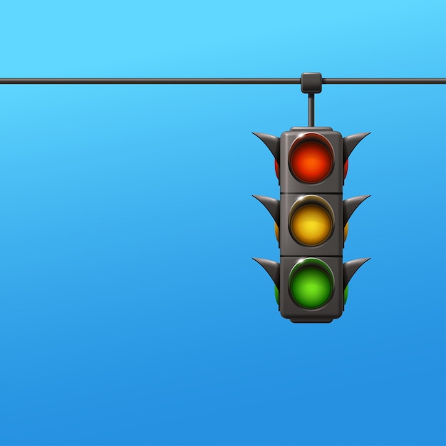 Traffic light on blue background