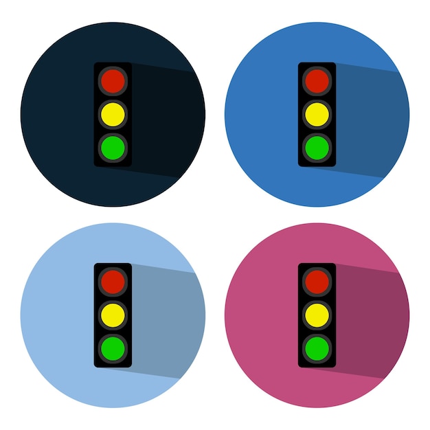 Traffic light icon with long shadow flat design vector illustration