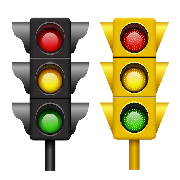 Traffic light set Realistic 3D traffic light Black traffic lights Vector clipart