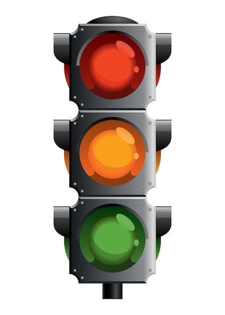 traffic light with red yellow and green color flat vector illustration isolated on white background