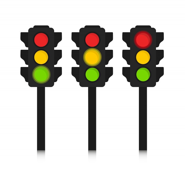 Vector traffic lights flat