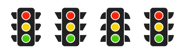 Traffic lights icon set Stoplight Color traffic light collection Vector illustration