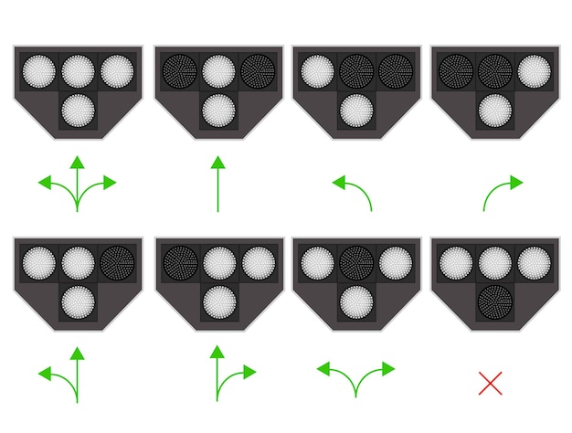 The traffic lights for the tram. led backlight. white light. the rules of the road. the rules of the tram movement. vector illustration.