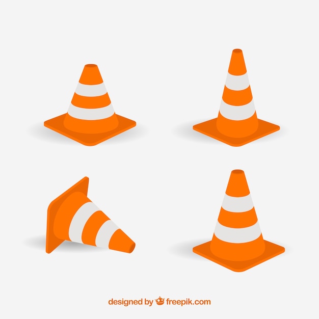 Vector traffic orange cone labels