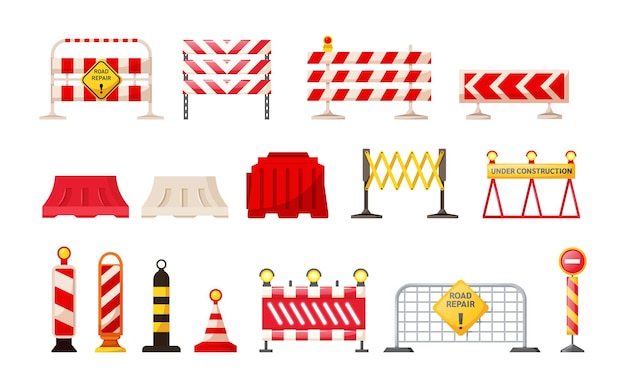 Traffic road repair barriers safety barricade roadblocks warning alert signs