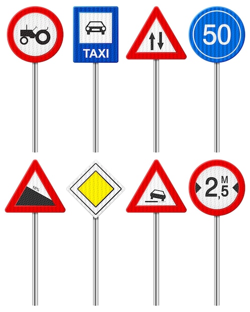 Traffic road sign set