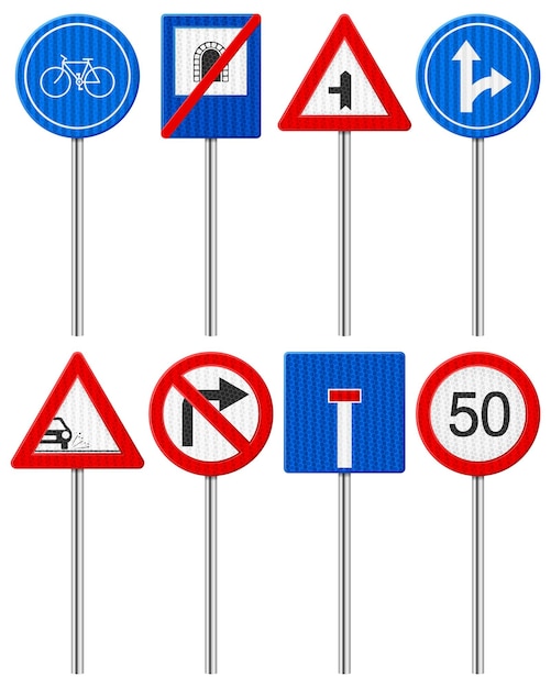 Traffic road sign set