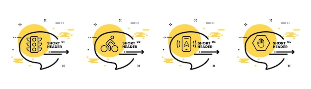 Traffic rules set icon traffic light cyclist navigation travel without stopping prohibited sign infographic timeline with icons and 4 steps vector line icon for business and advertising