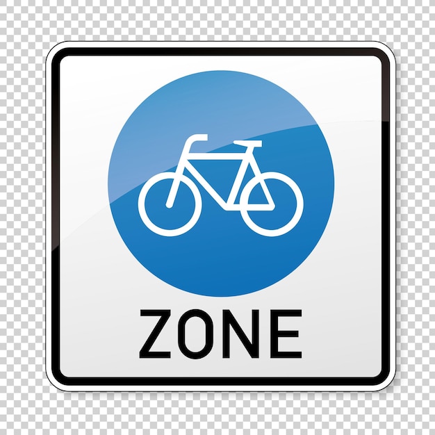 Vector traffic sign bicycle area german sign at a bicycle zone on checked transparent background vector illustration eps 10 vector file