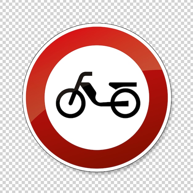 Traffic sign forbidden entrance moped German traffic sign prohibition of traffic prohibiting thoroughfare of mopeds on checked transparent background Vector illustration Eps 10 vector file