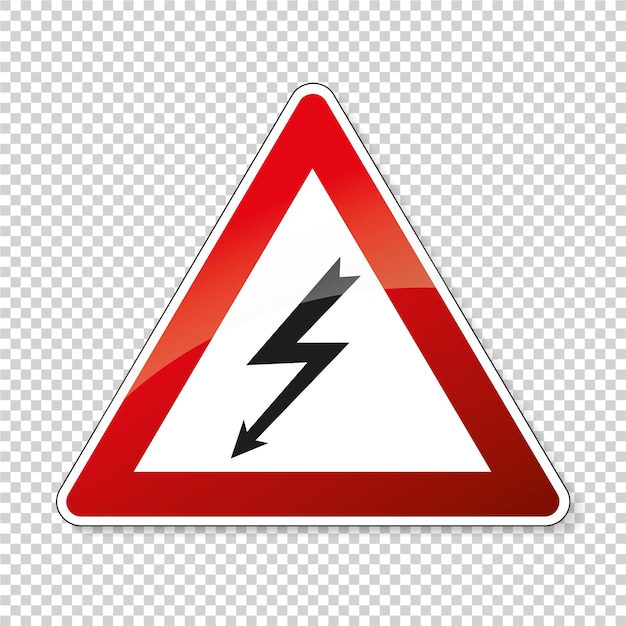 Traffic sign pedestrian crossing German sign warning about a pedestrian crossing in German Zebrastreifen on checked transparent background Vector illustration Eps 10 vector file