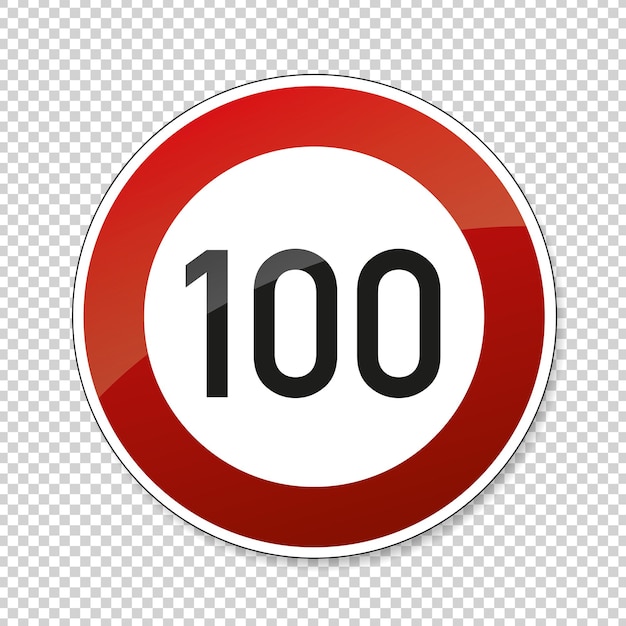 Traffic sign speed limit one hundred german traffic sign restricting speed to 100 kilometers per hour on checked transparent background vector illustration eps 10 vector file