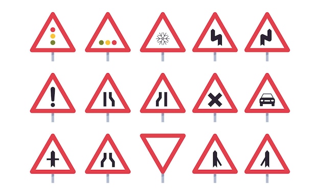 Segnali stradali e trasporto semplice concetto piatto illustrazione vettoriale