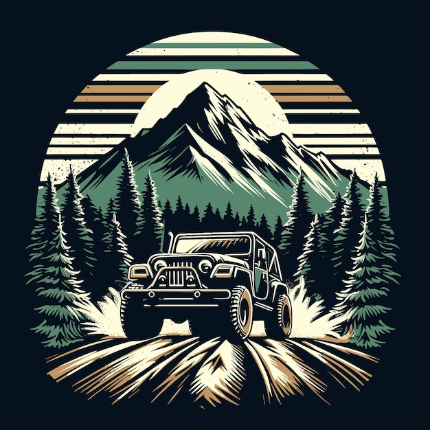 Vector trailblazers retreat majestic mountains meet rugged jeep mountain trail conqueror offroad adventure